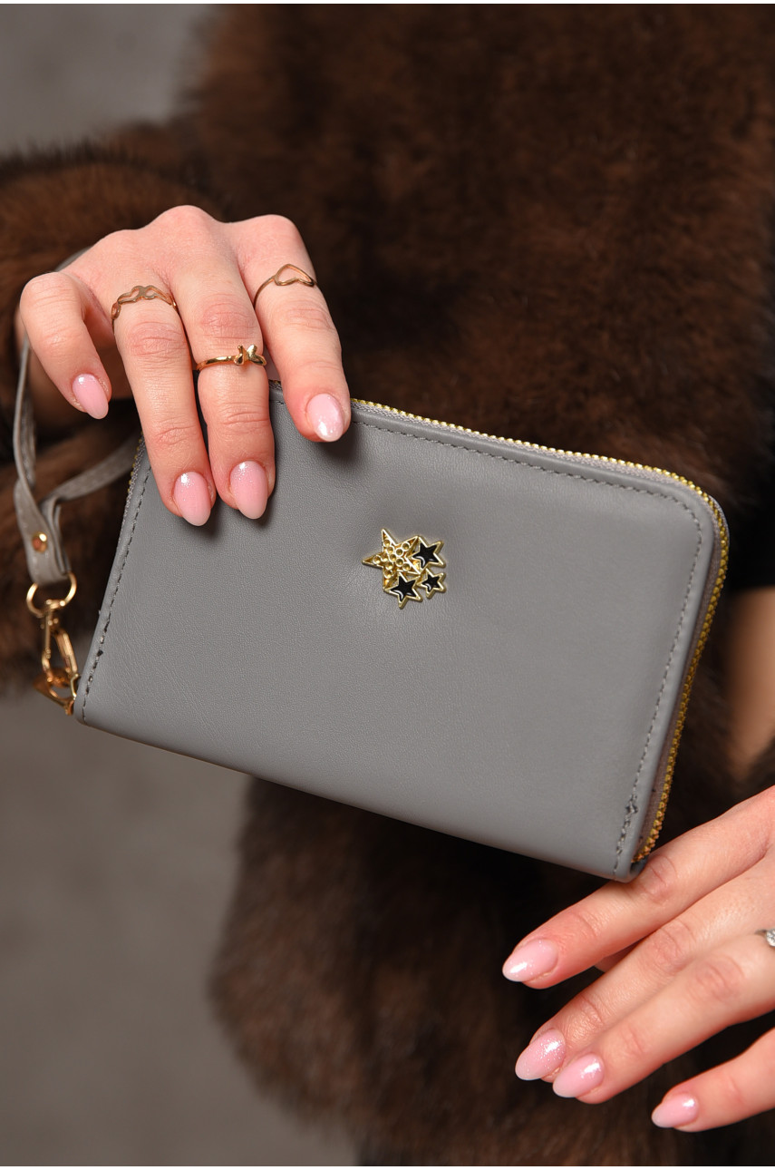 Гаманець жіночий з екошкіри темно-сірого кольору 158-3 209172