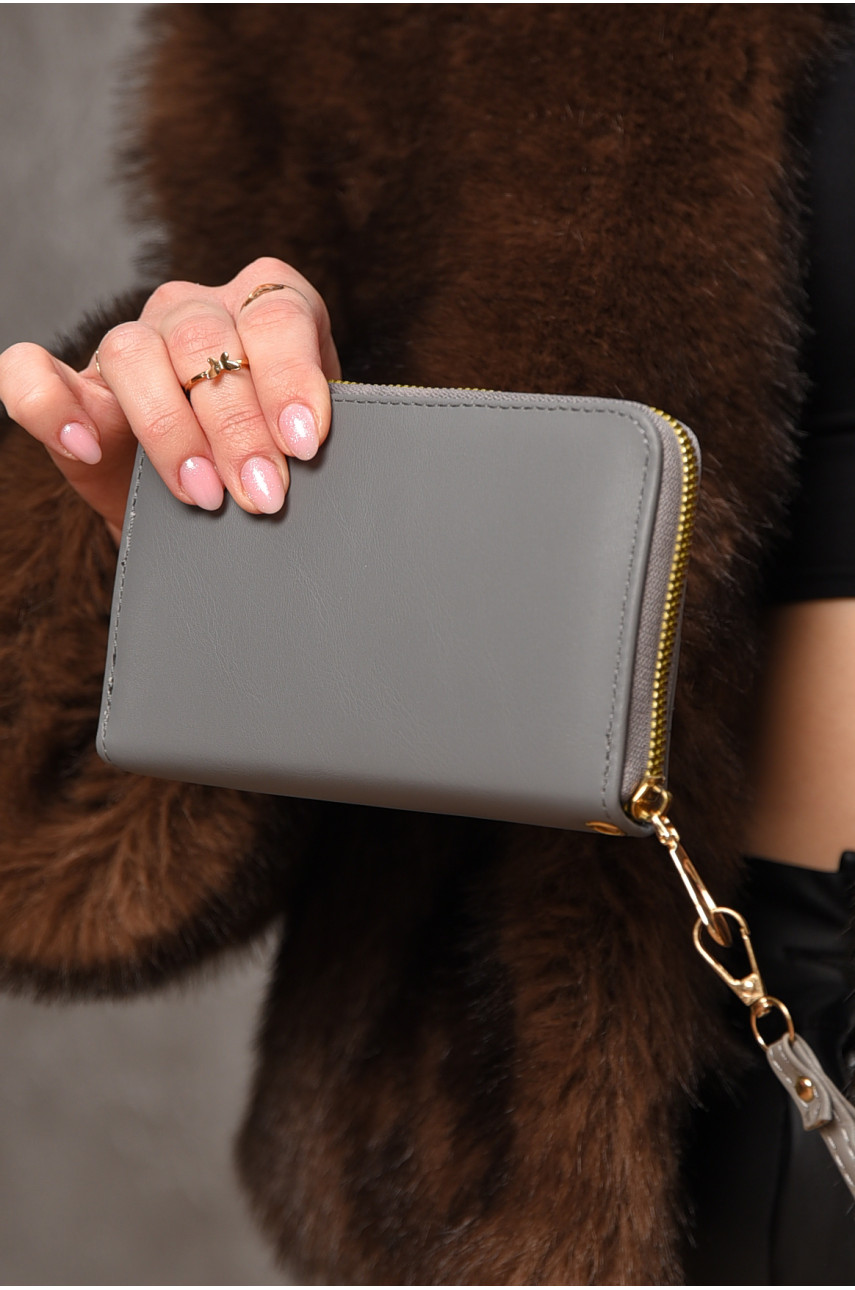 Гаманець жіночий з екошкіри темно-сірого кольору 158-3 209172