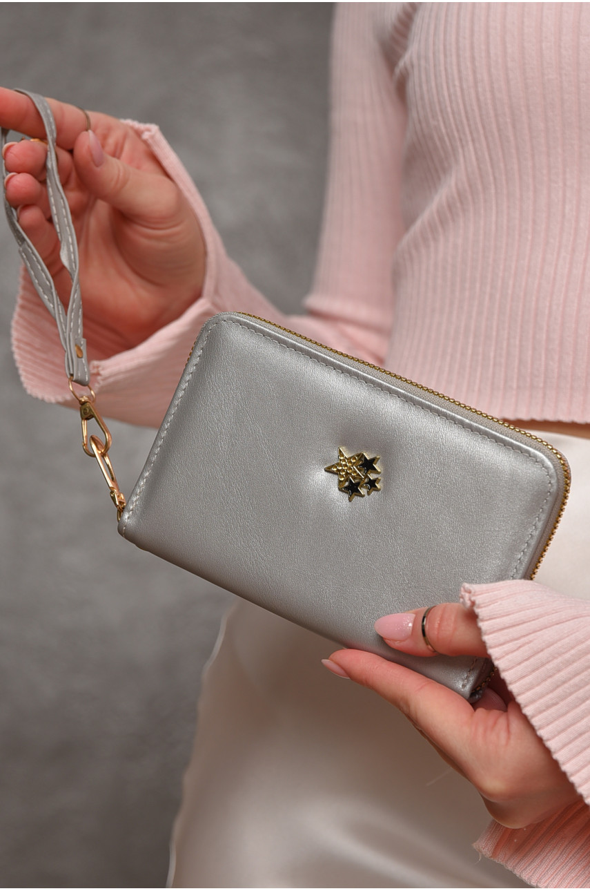 Гаманець жіночий з екошкіри сірого кольору 158-3 209174