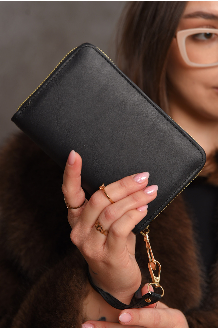 Гаманець жіночий з екошкіри чорного кольору 158-3 209175