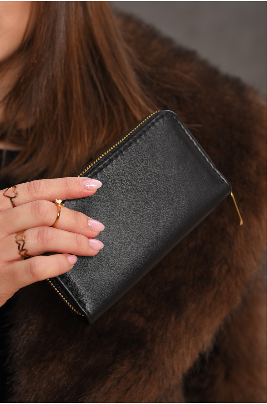 Гаманець жіночий з екошкіри чорного кольору 317-9 209179