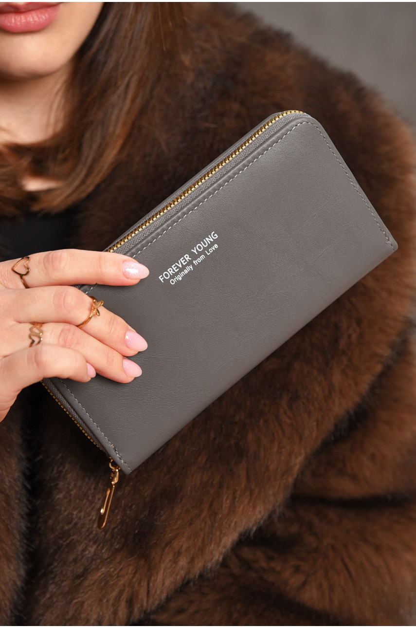 Гаманець жіночий з екошкіри темно-сірого кольору 317-32 209187