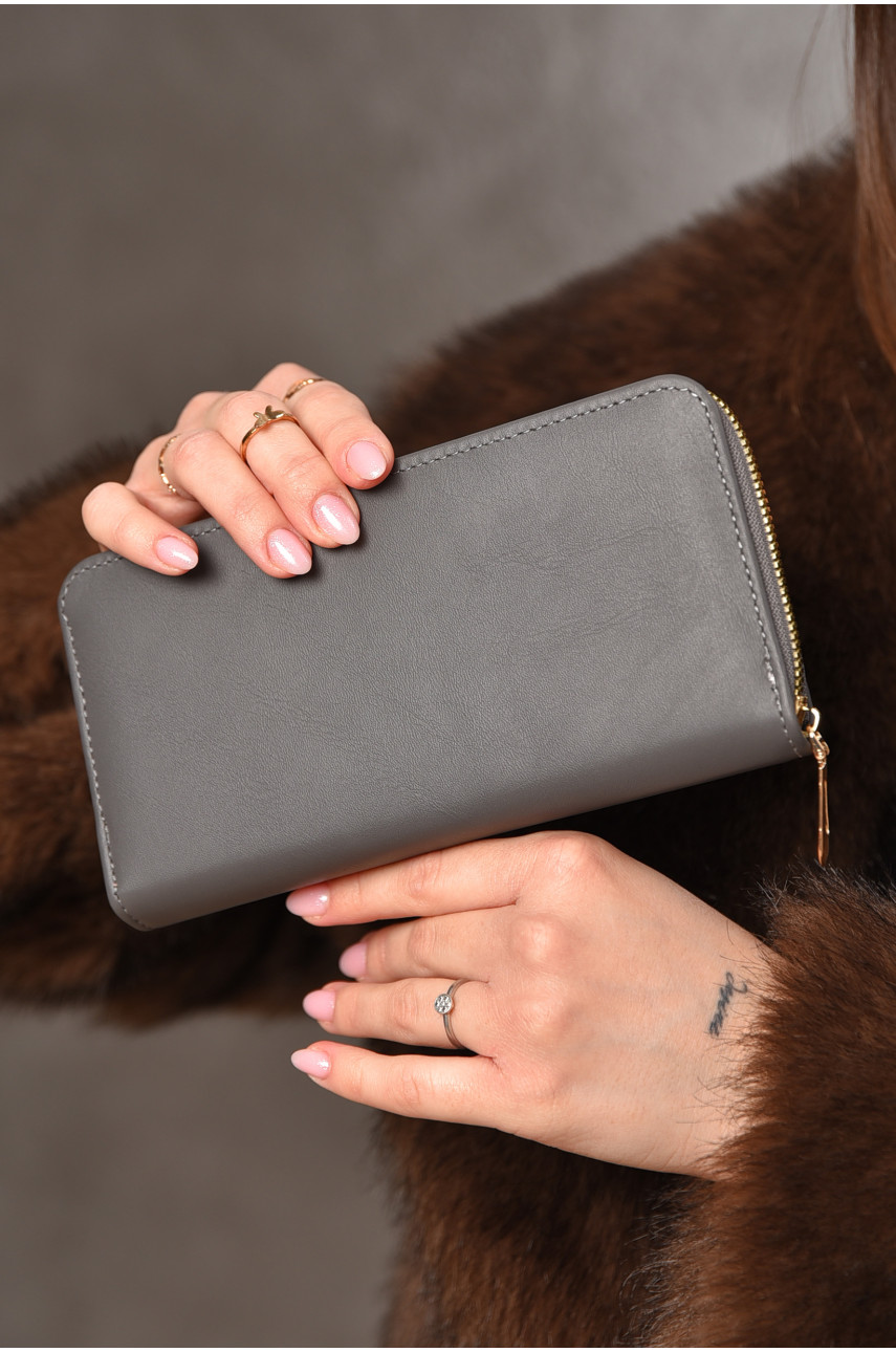 Гаманець жіночий з екошкіри темно-сірого кольору 317-32 209187