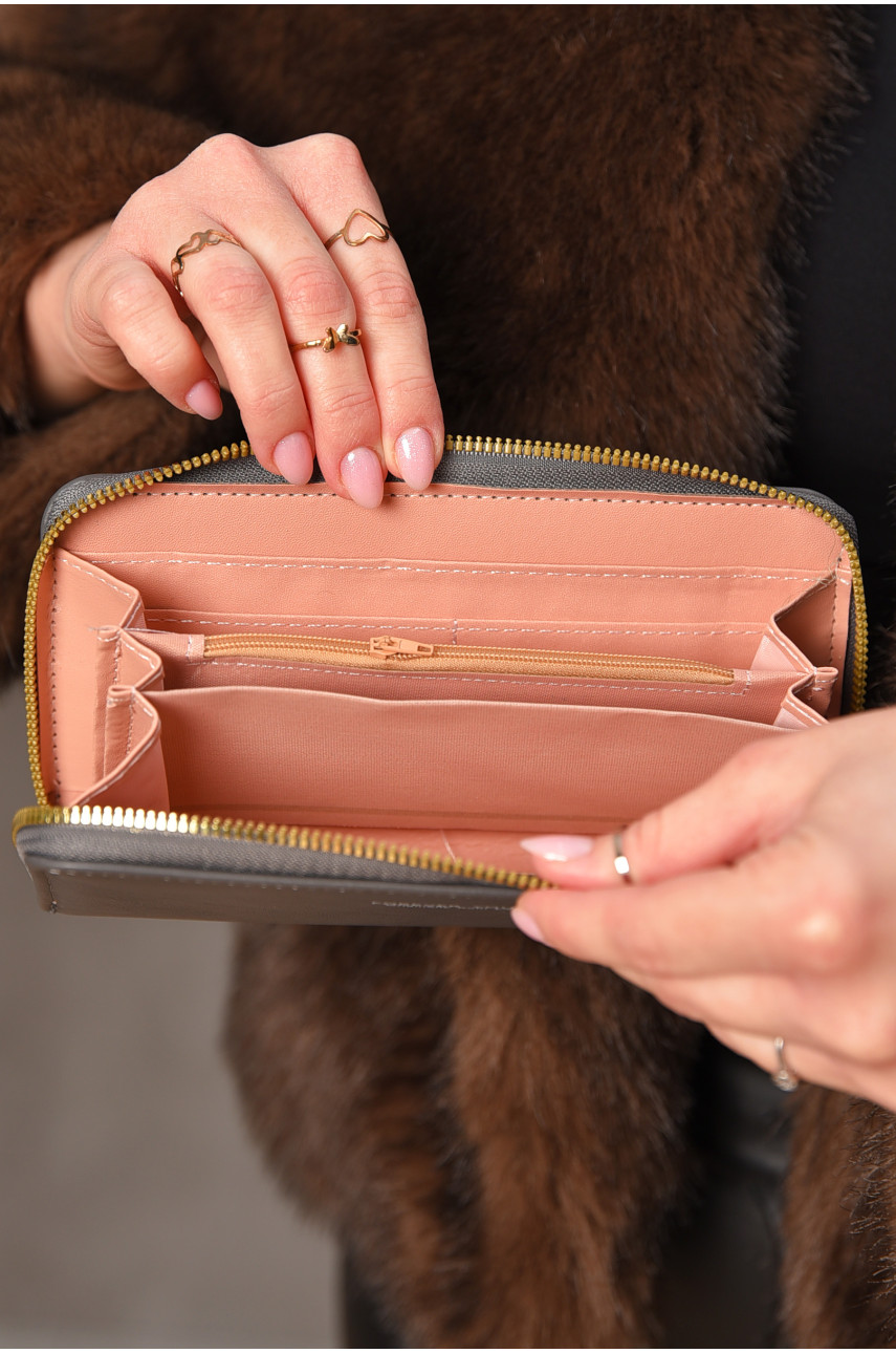 Гаманець жіночий з екошкіри темно-сірого кольору 317-32 209187 Гаманець жіночий з екошкіри темно-сірого кольору 317-32 209187