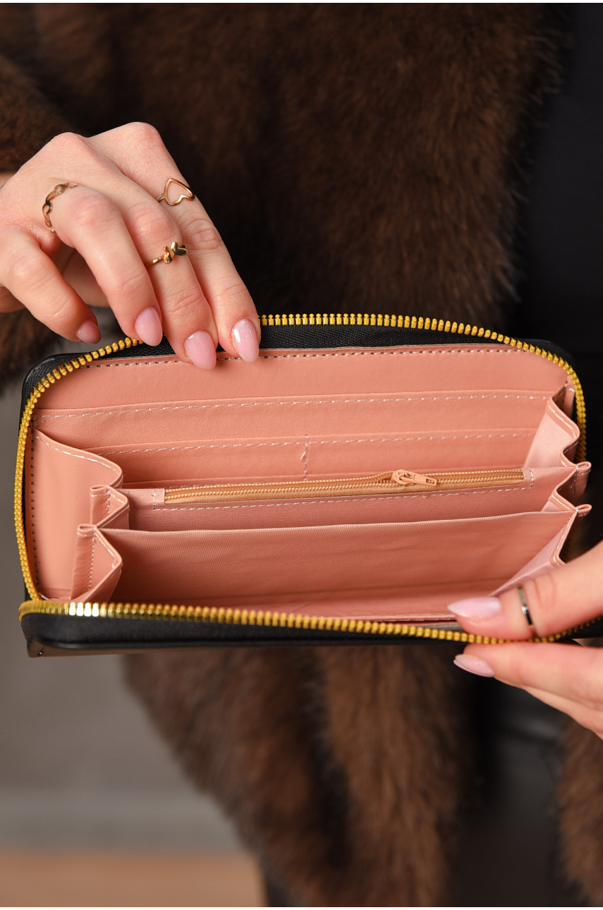 Гаманець жіночий з екошкіри чорного кольору 317-32 209190 Гаманець жіночий з екошкіри чорного кольору 317-32 209190