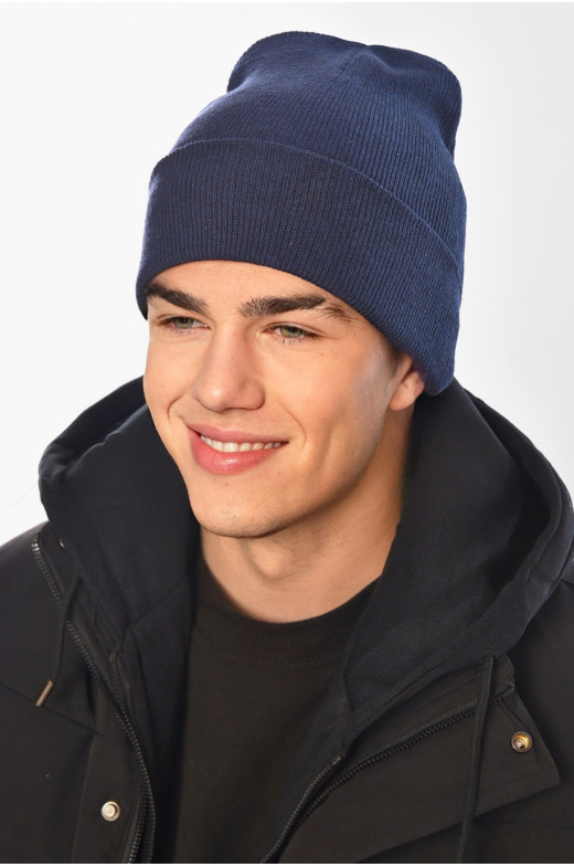 Шапка чоловіча темно-синього кольору 57069 209191
