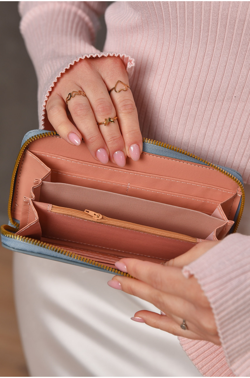 Гаманець жіночий з екошкіри блакитного кольору 158-25 209193 Гаманець жіночий з екошкіри блакитного кольору 158-25 209193