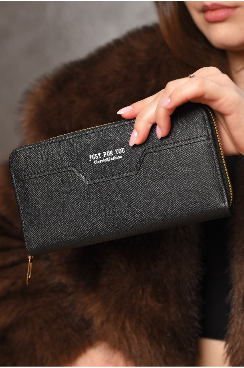 Гаманець жіночий з екошкіри чорного кольору 158-25 209194