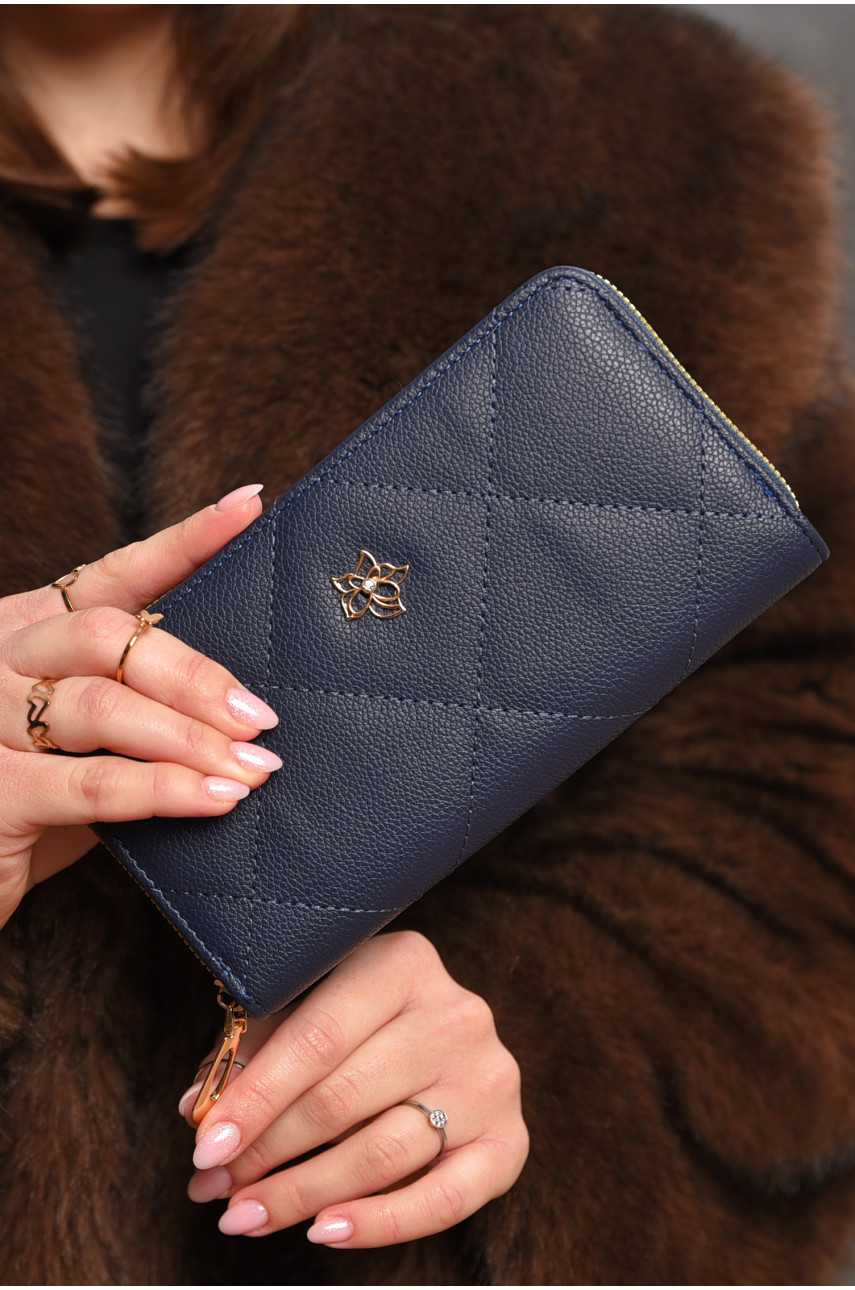 Гаманець жіночий з екошкіри темно-синього кольору 317-23 209197