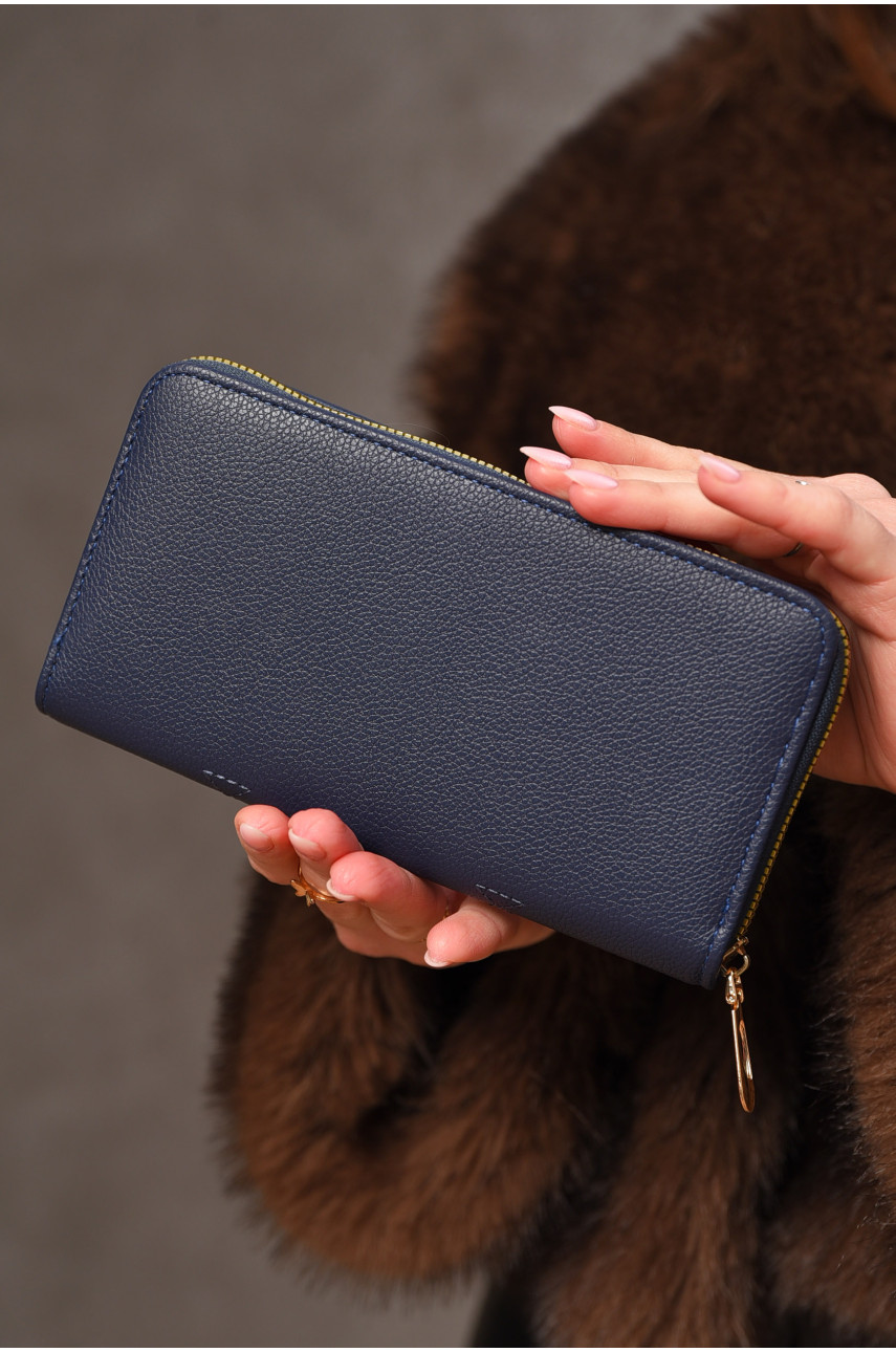 Гаманець жіночий з екошкіри темно-синього кольору 317-23 209197