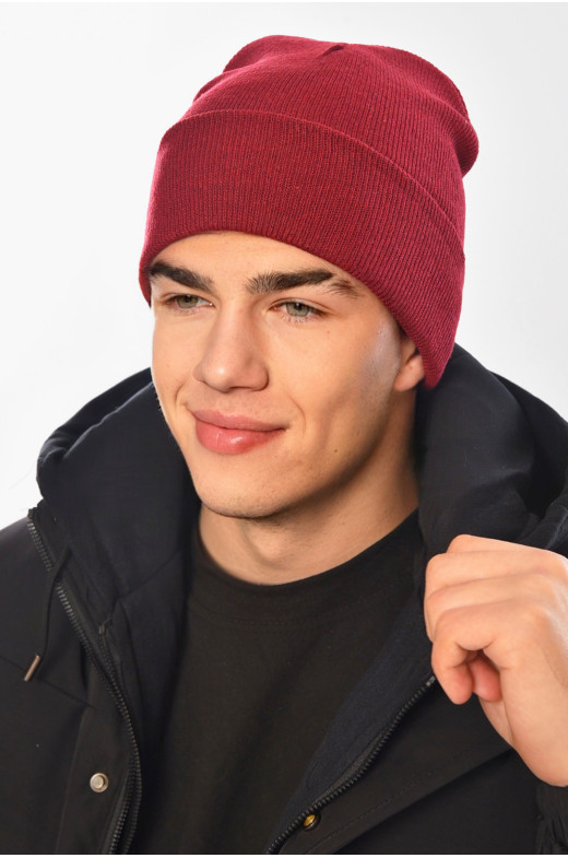 Шапка чоловіча бордового кольору 57069 209200