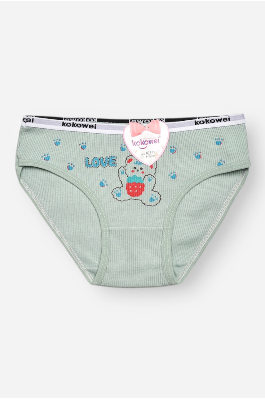 Трусики детские для девочки зеленого цвета с принтом X7851 209226