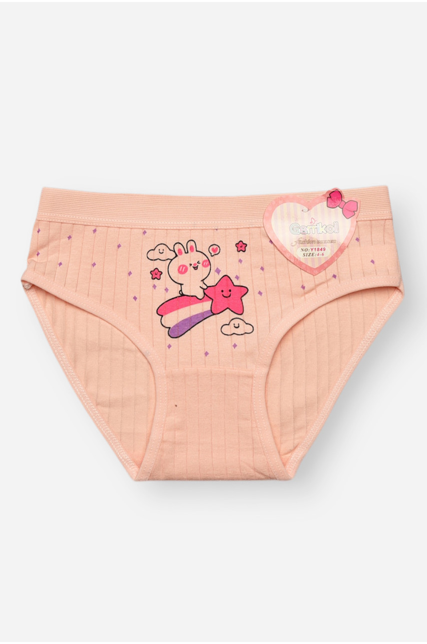Трусики дитячі для дівчинки персикового кольору з принтом Y1849 209242