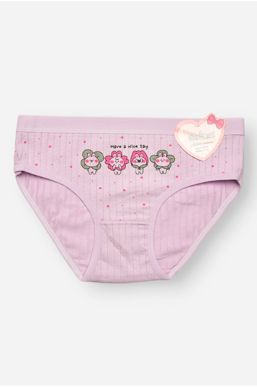 Трусики дитячі для дівчинки бузкового кольору з принтом Y1672 209258
