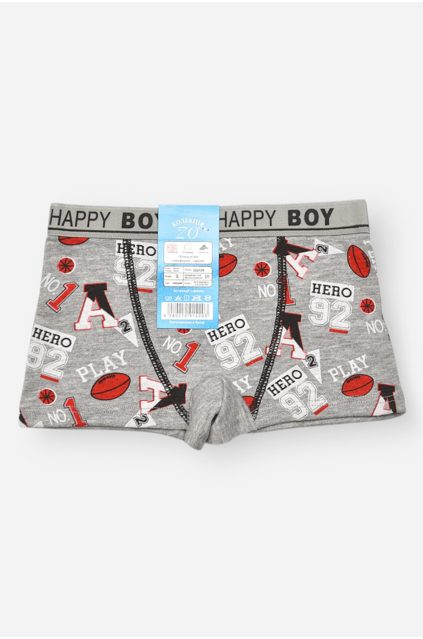 Боксери дитячі для хлопчика сірого кольору з принтом Z02109 209265