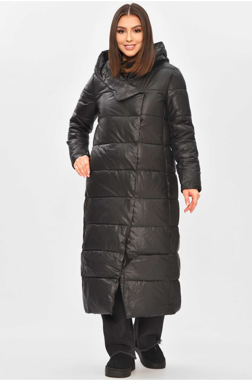 Куртка жіноча подовжена зима  чорного кольору 6871 209268