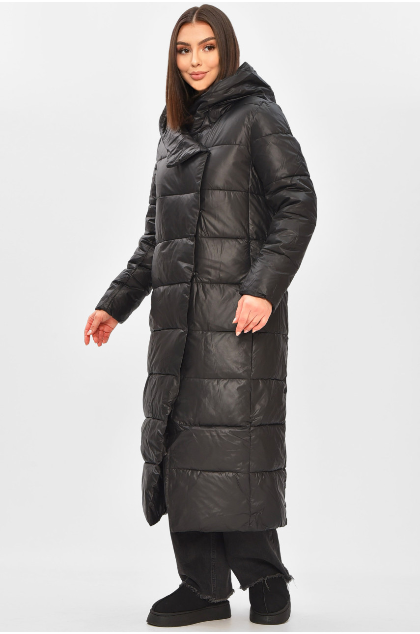 Куртка жіноча подовжена зима  чорного кольору 6871 209268