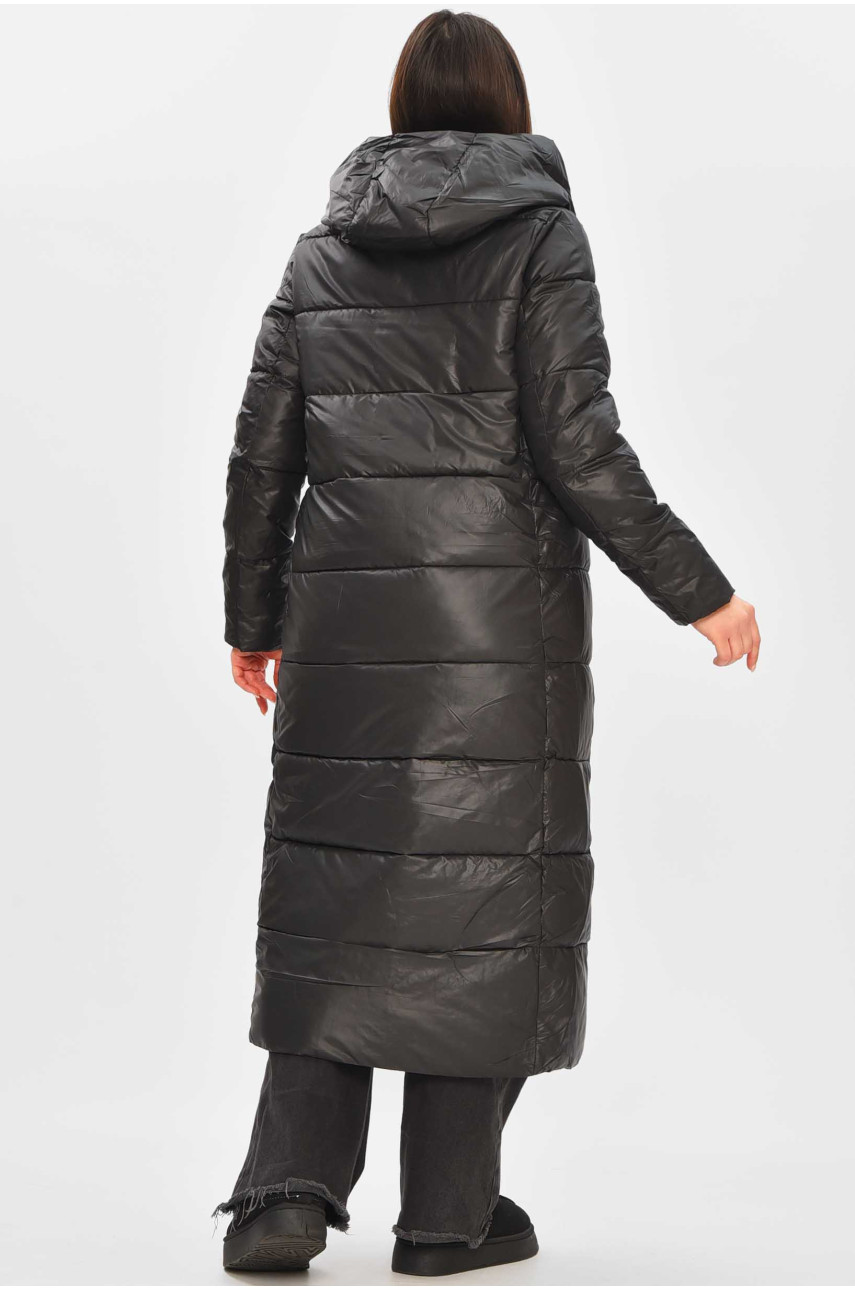 Куртка жіноча подовжена зима  чорного кольору 6871 209268