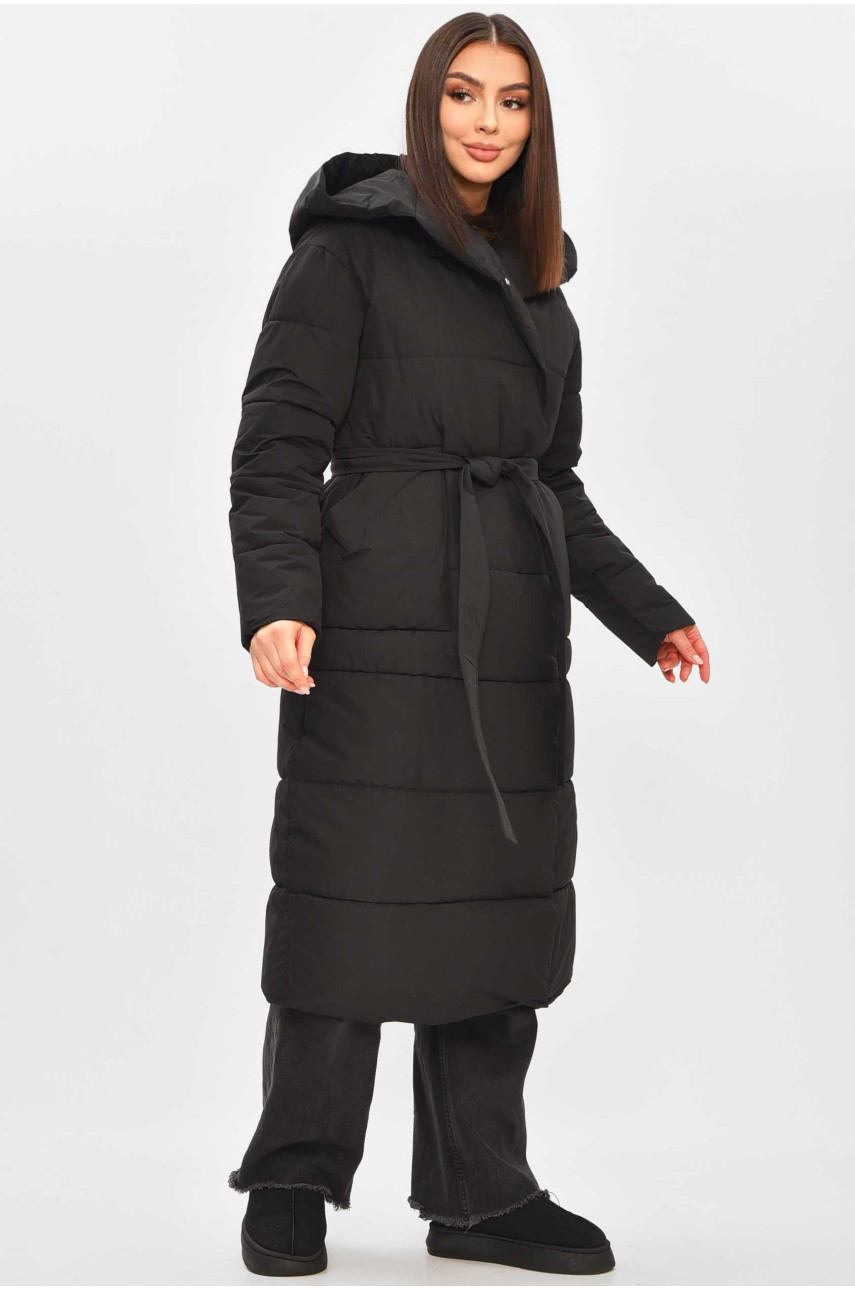 Куртка жіноча подовжена зима чорного кольору 9981 209269
