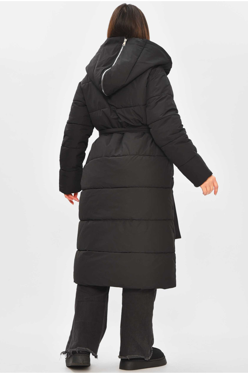 Куртка жіноча подовжена зима чорного кольору 9981 209269