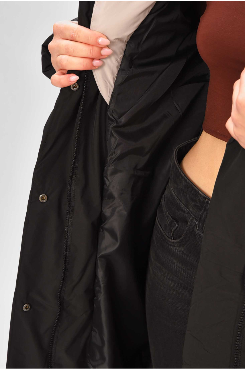 Куртка женская удлиненная зима черного цвета 9916 209270
