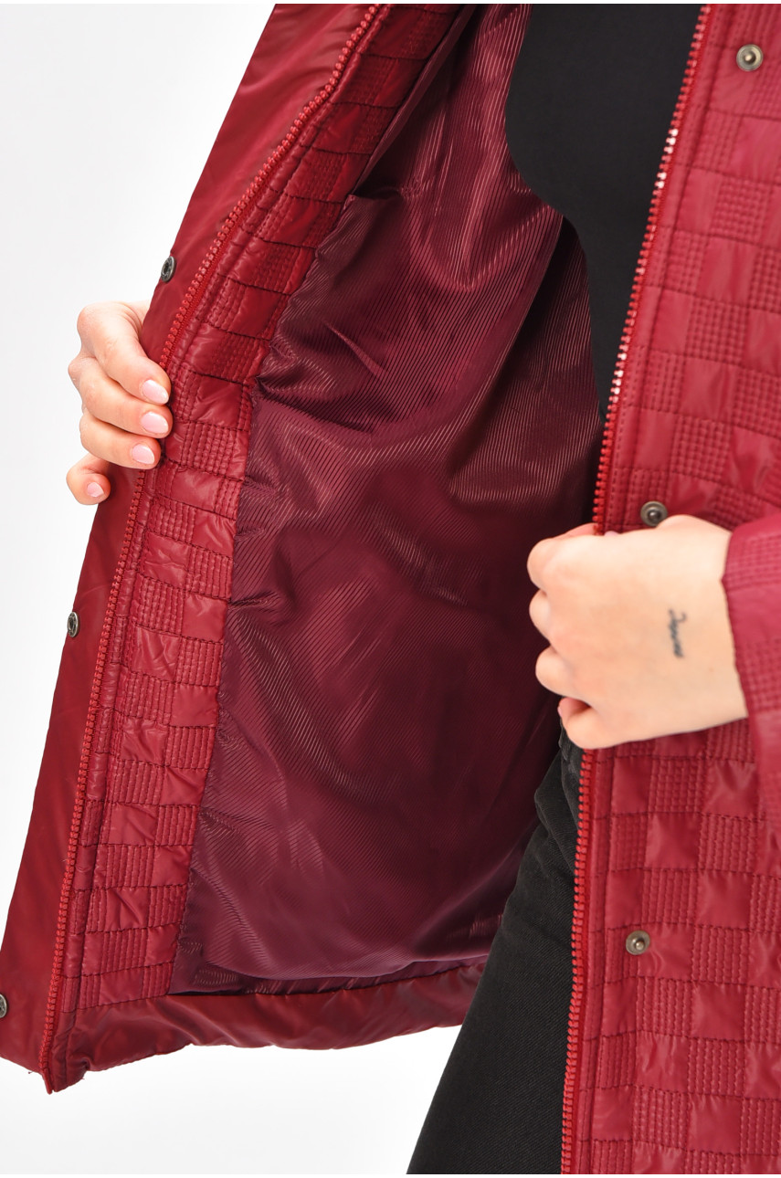 Куртка жіноча демісезонна напівбатальна бордового кольору 17-84 209305 Куртка жіноча демісезонна напівбатальна бордового кольору 17-84 209305