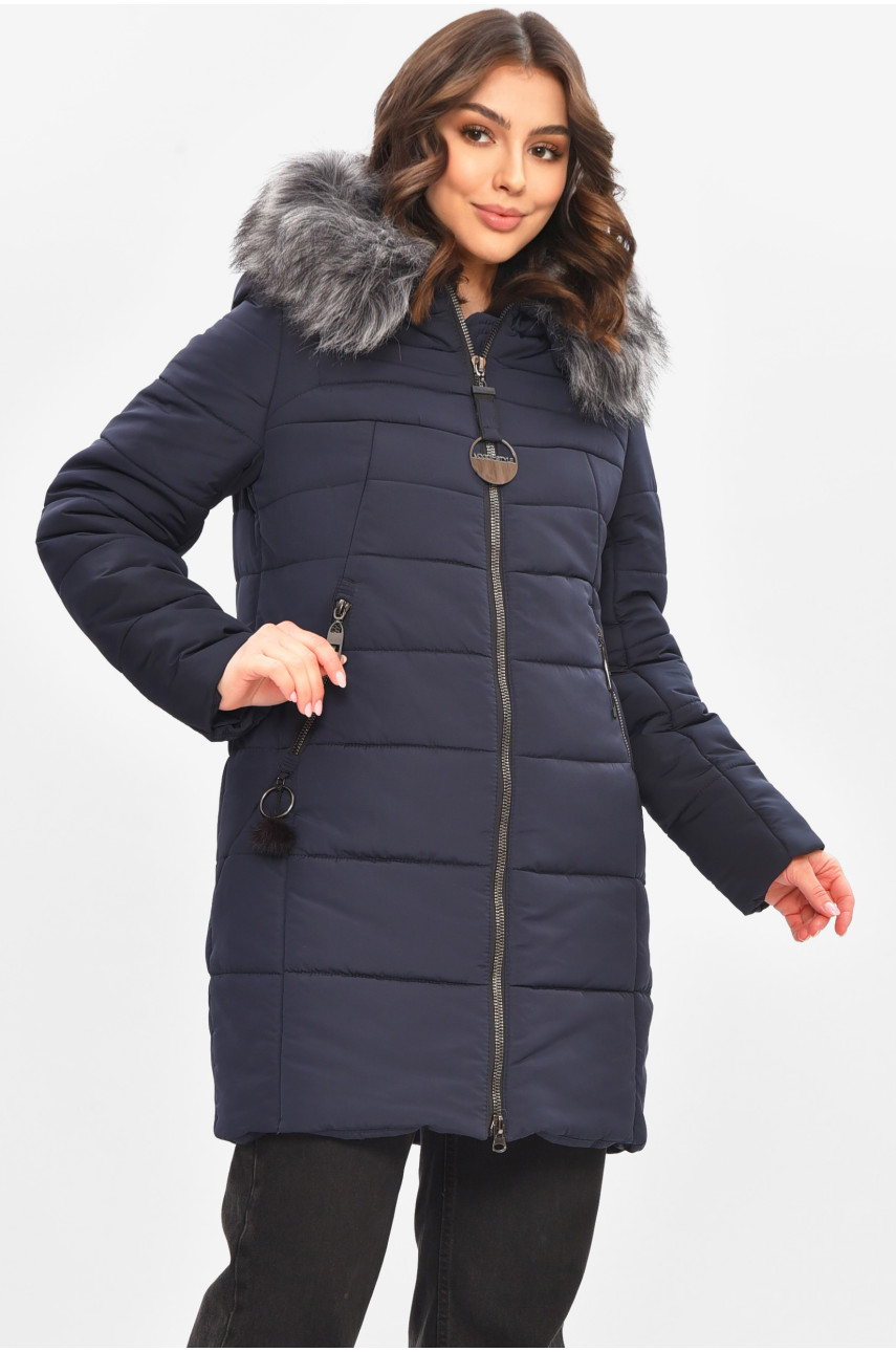 Куртка жіноча єврозима темно-синього кольору 209307