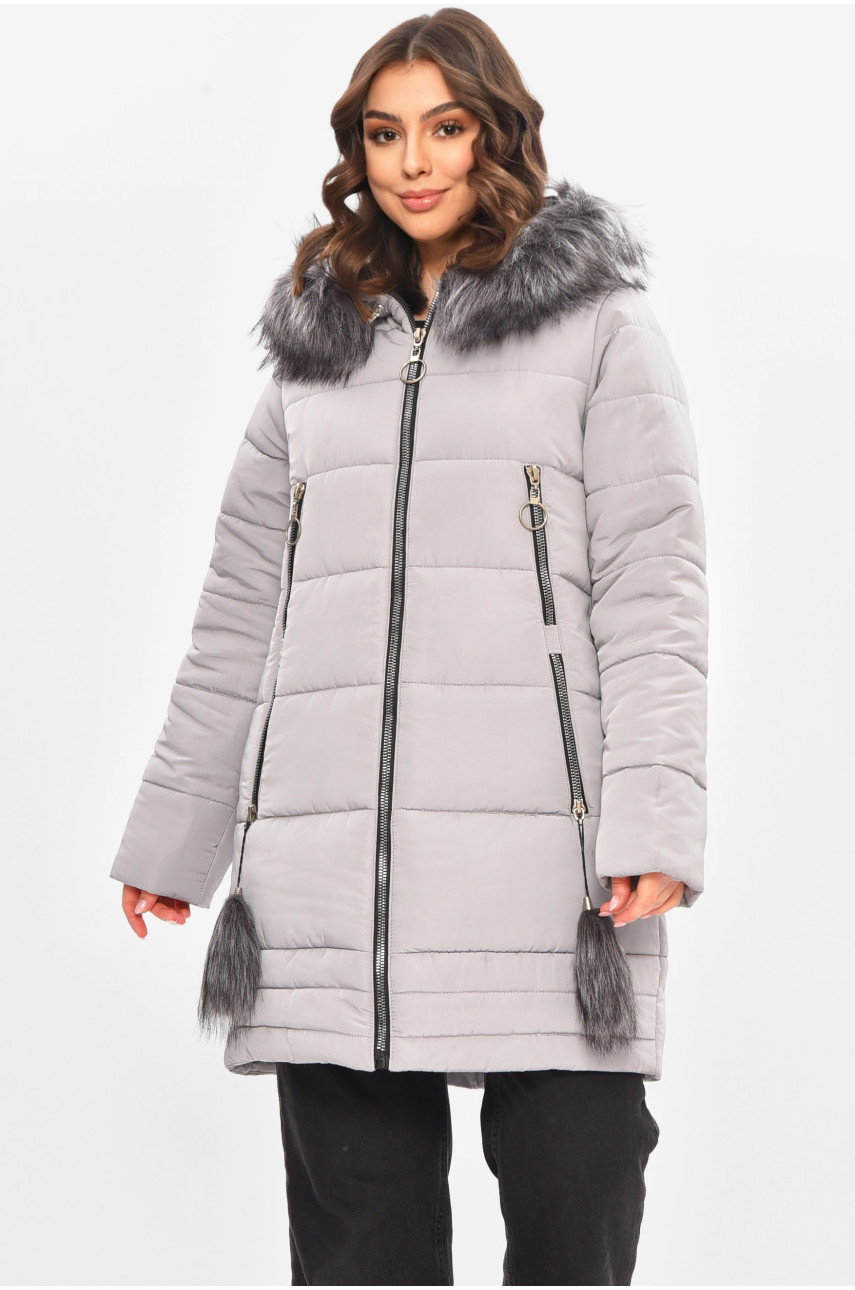 Куртка жіноча єврозима темно-сірого кольору 209308