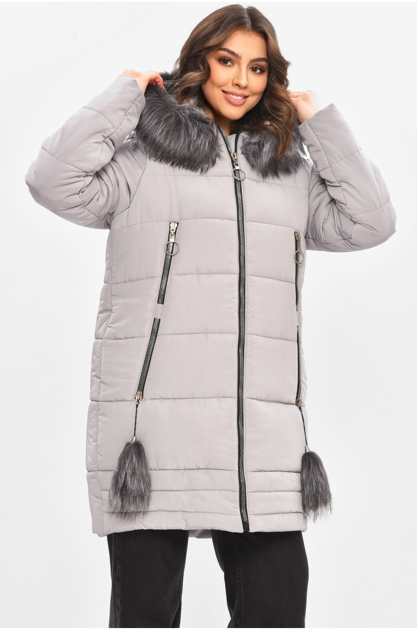 Куртка жіноча єврозима темно-сірого кольору 209308