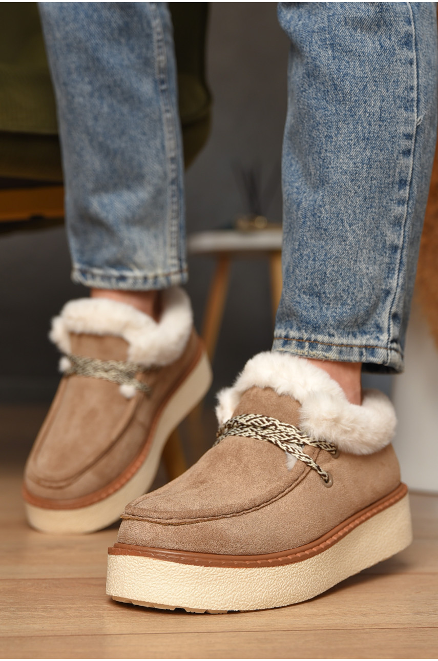 Лофери жіночі на хутрі світло-бежевого кольору М203-1 209326