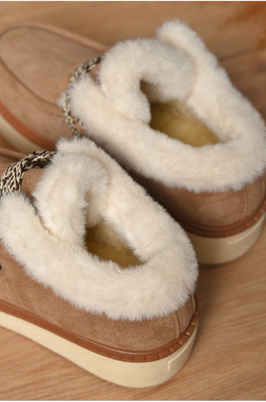 Лофери жіночі на хутрі світло-бежевого кольору М203-1 209326 Лофери жіночі на хутрі світло-бежевого кольору М203-1 209326