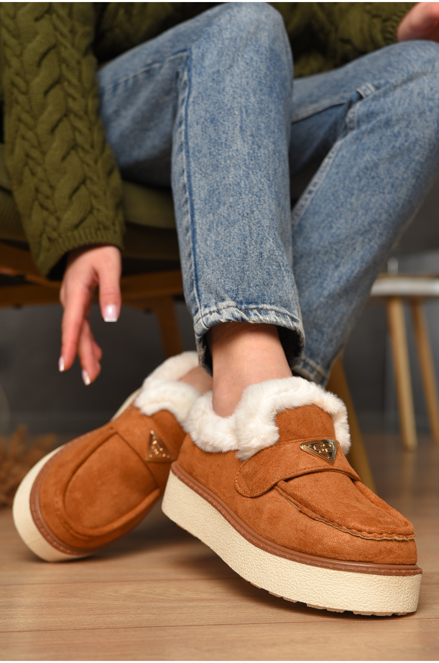 Лофери жіночі на хутрі світло-коричневого кольору М201-2 209327