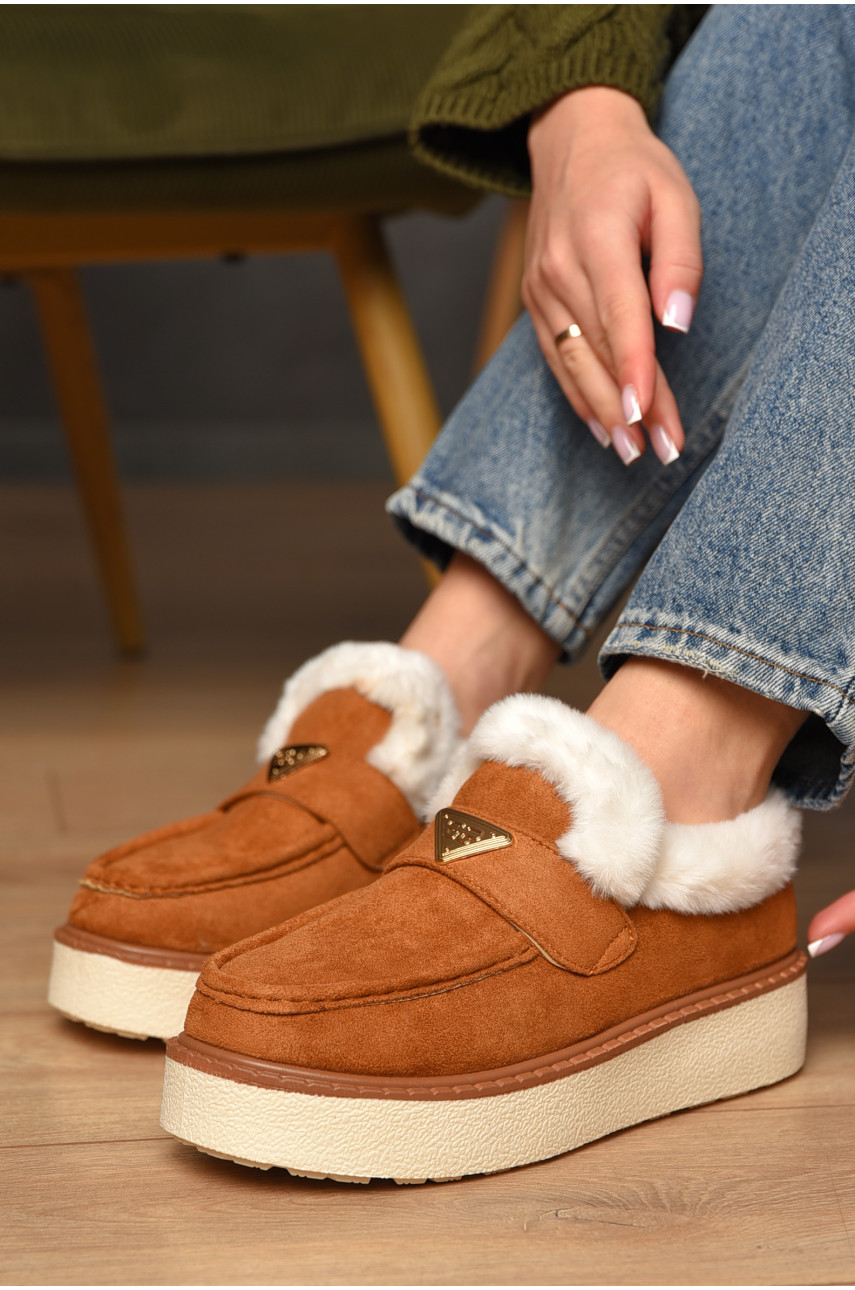 Лофери жіночі на хутрі світло-коричневого кольору М201-2 209327