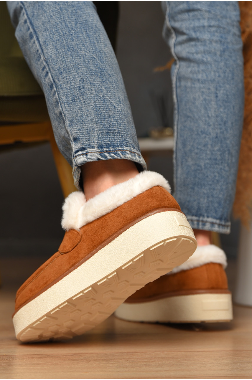 Лофери жіночі на хутрі світло-коричневого кольору М201-2 209327 Лофери жіночі на хутрі світло-коричневого кольору М201-2 209327