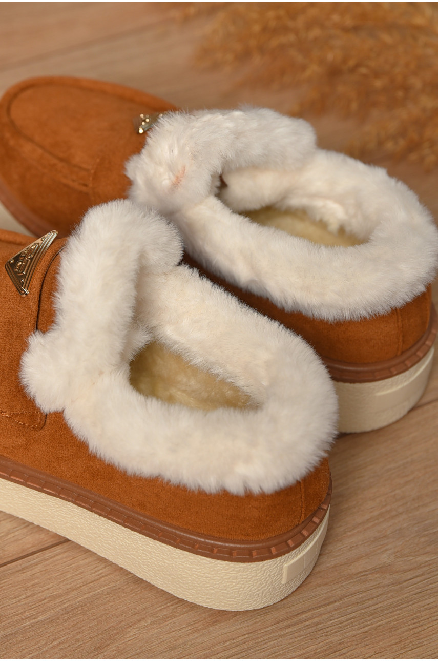 Лофери жіночі на хутрі світло-коричневого кольору М201-2 209327 Лофери жіночі на хутрі світло-коричневого кольору М201-2 209327