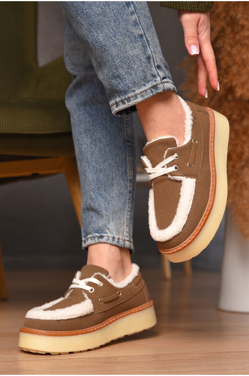 Лофери жіночі на хутрі світло-бежевого кольору N101-4 209328