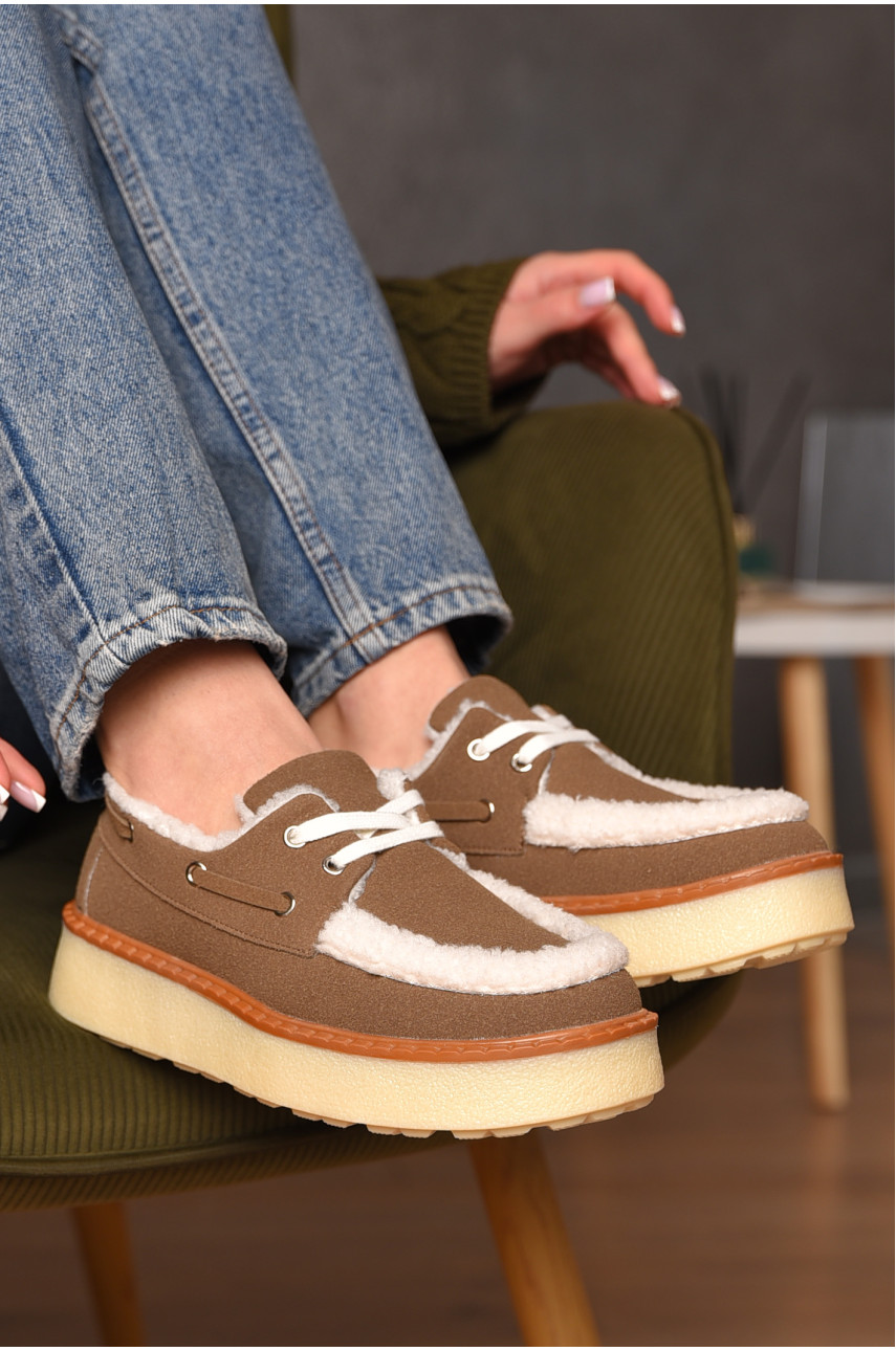 Лофери жіночі на хутрі світло-бежевого кольору N101-4 209328