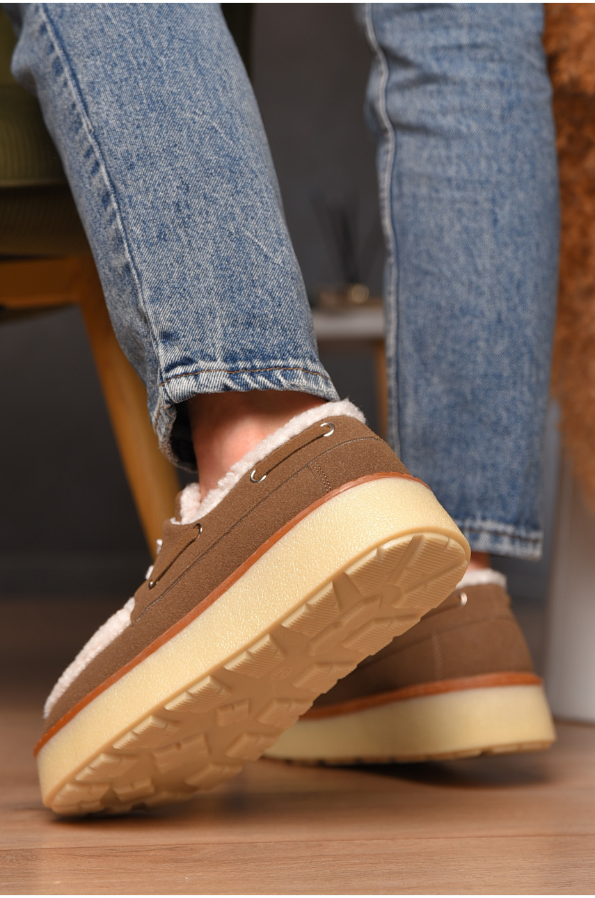 Лофери жіночі на хутрі світло-бежевого кольору N101-4 209328 Лофери жіночі на хутрі світло-бежевого кольору N101-4 209328