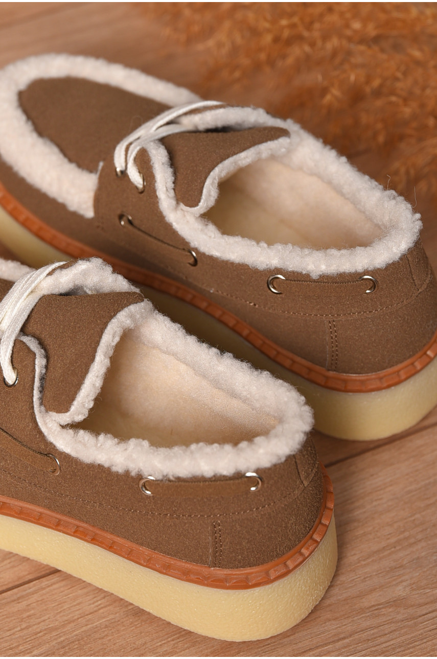 Лофери жіночі на хутрі світло-бежевого кольору N101-4 209328 Лофери жіночі на хутрі світло-бежевого кольору N101-4 209328