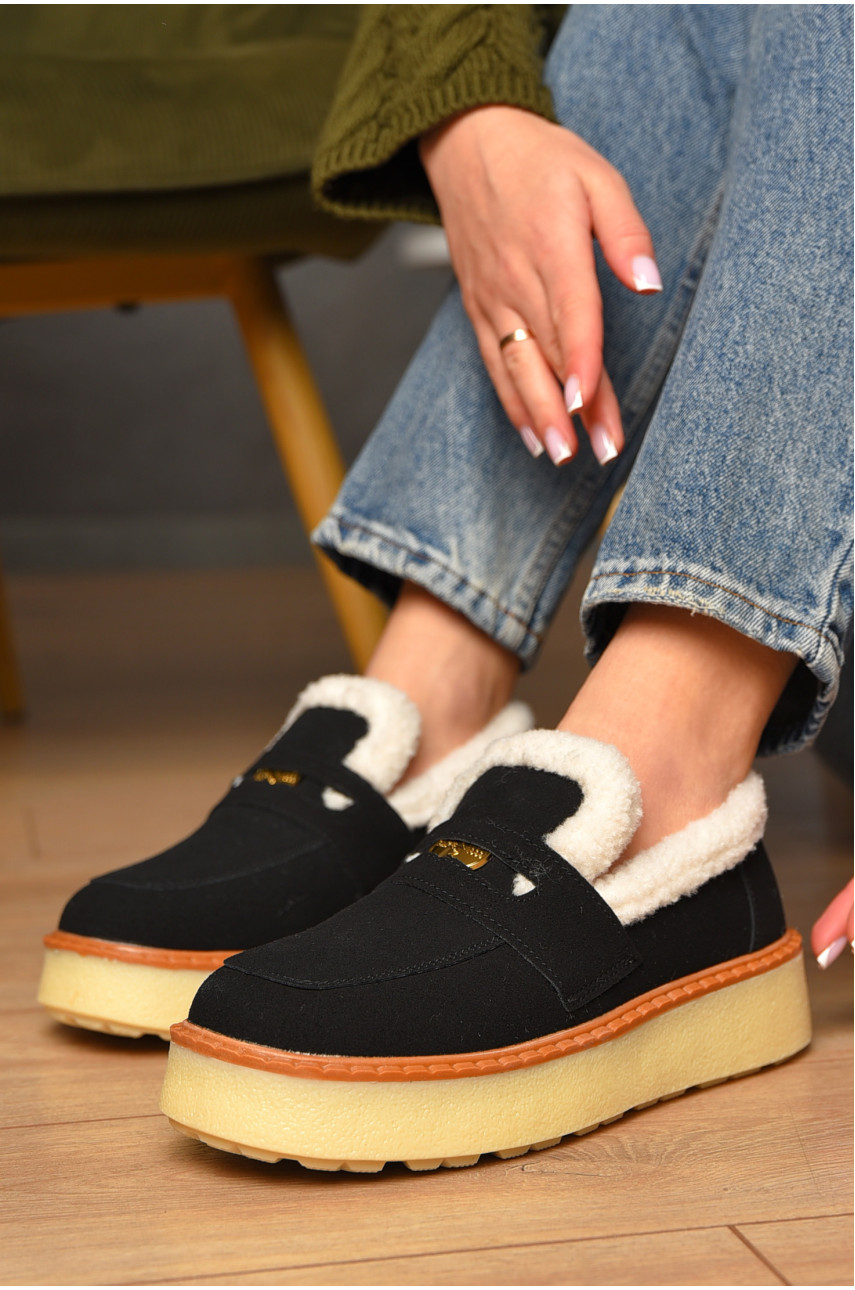 Лофери жіночі на хутрі чорного кольору N100-1 209329