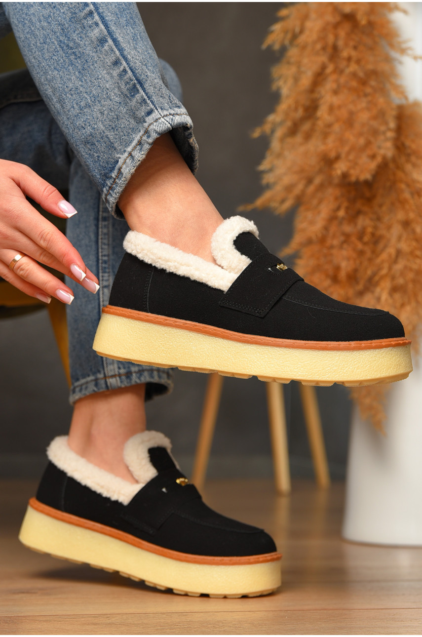 Лофери жіночі на хутрі чорного кольору N100-1 209329