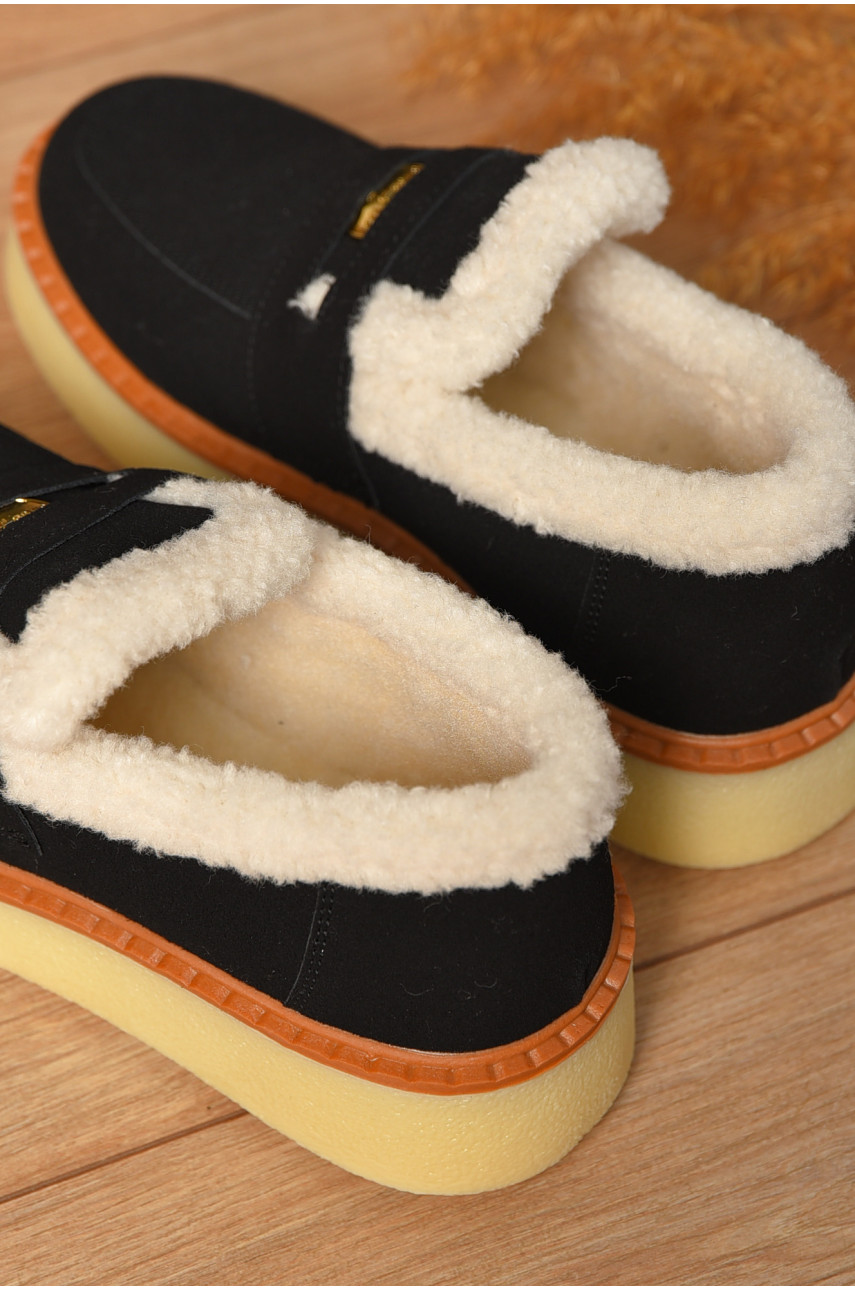 Лофери жіночі на хутрі чорного кольору N100-1 209329 Лофери жіночі на хутрі чорного кольору N100-1 209329