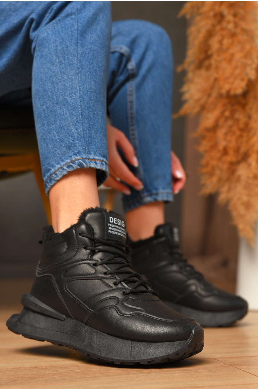 Кросівки зимові жіночі чорного кольору 635-1 209330