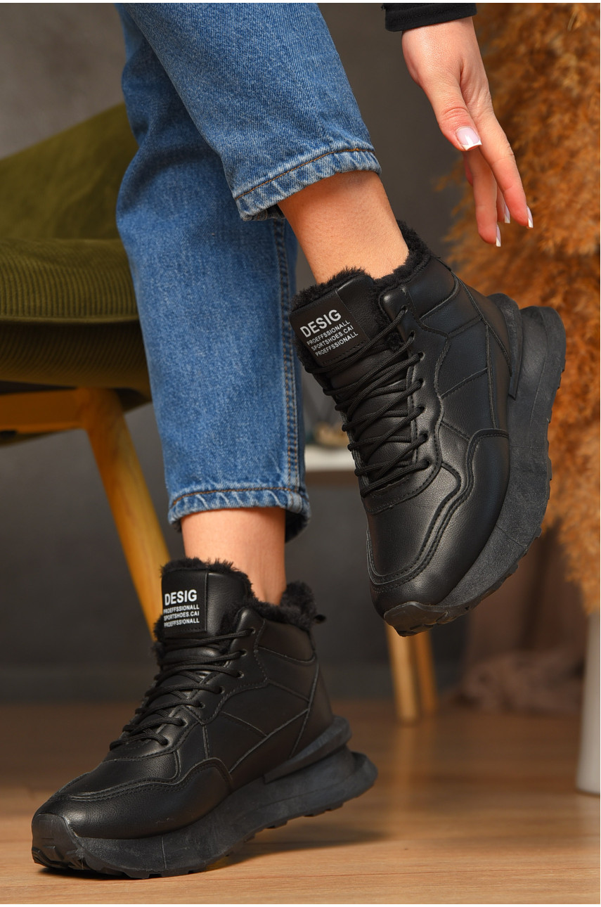 Кросівки зимові жіночі чорного кольору 635-4 209331