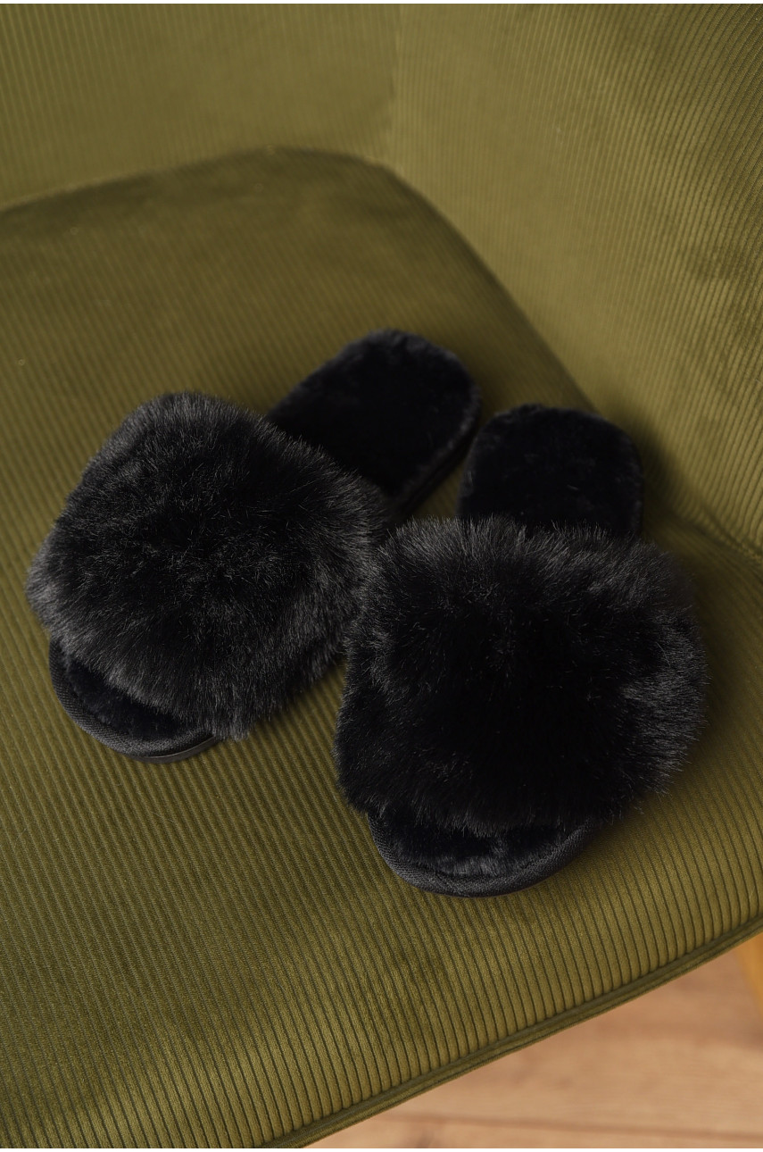 Капці домашні жіночі хутряні чорного кольору 88С 209333
