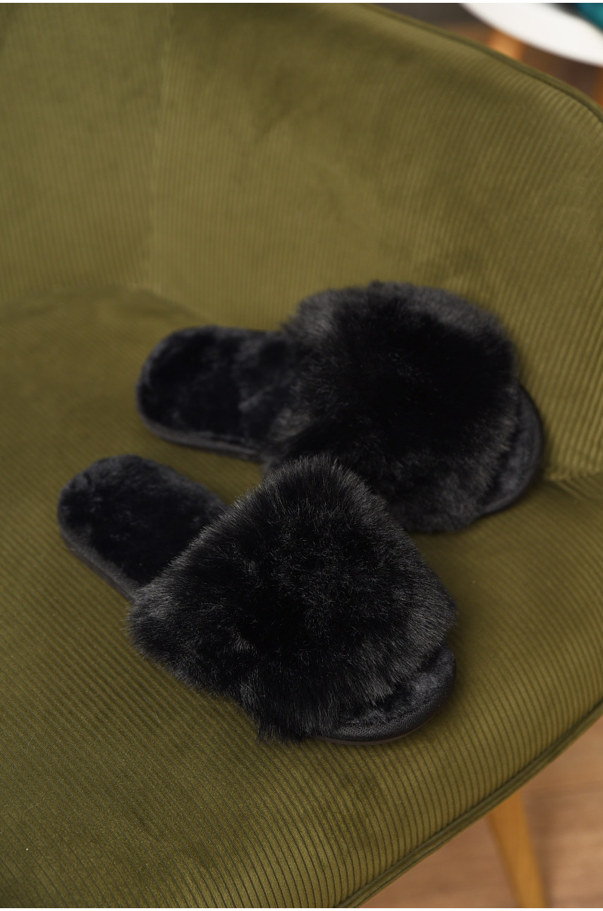 Капці домашні жіночі хутряні чорного кольору 88С 209333