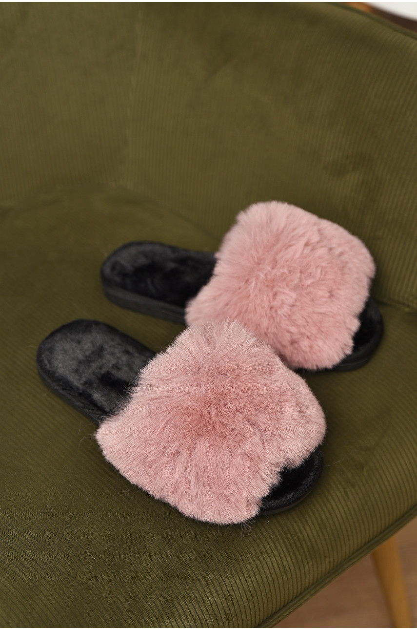 Капці домашні жіночі хутряні пудрового кольору 88С 209335