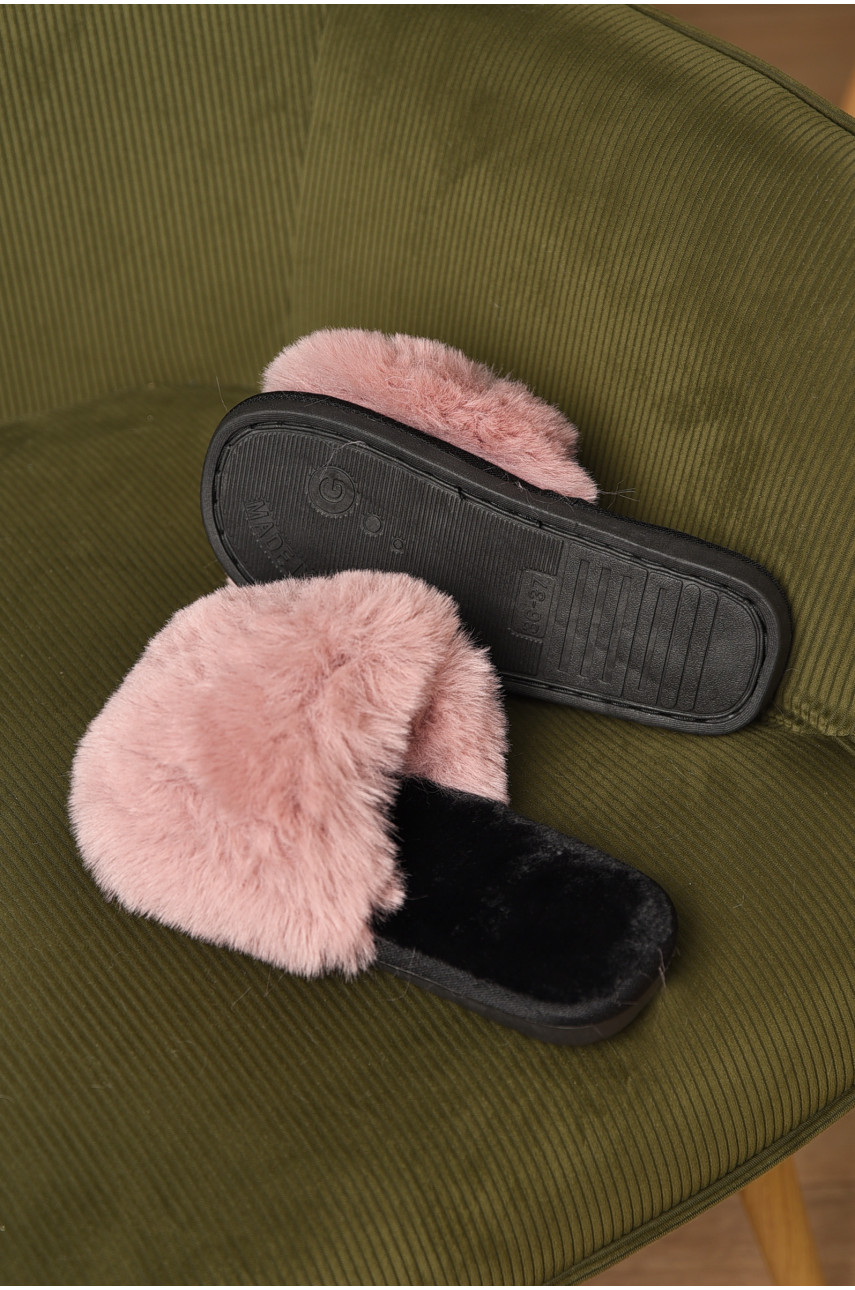 Капці домашні жіночі хутряні пудрового кольору 88С 209335 Капці домашні жіночі хутряні пудрового кольору 88С 209335