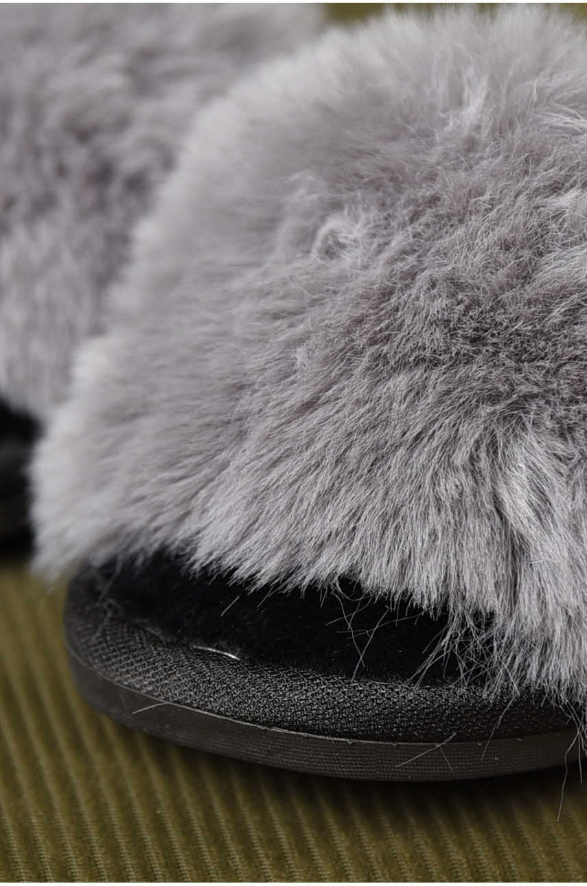 Капці домашні жіночі хутряні сірого кольору 88С 209336 Капці домашні жіночі хутряні сірого кольору 88С 209336