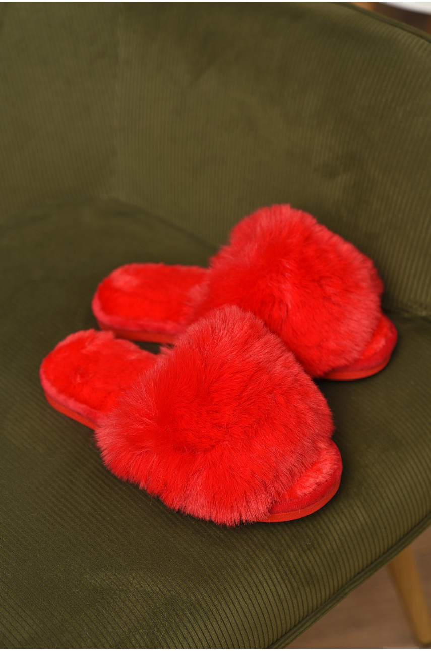 Капці домашні жіночі хутряні червоного кольору р-2 209339
